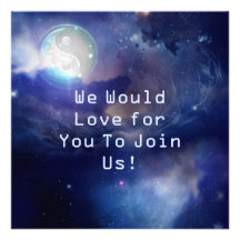 Cosmic Blue Yin Yang Personalised Invites