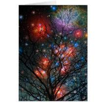 Cosmic Christmas Tree Greeting Cards
