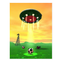 Cosmic Cow Abduction Postcard