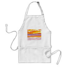 Cosmic Seaside Sunset Sunrise Beach Painting Art Aprons
