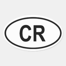 Costa Rica "CR" Oval Stickers