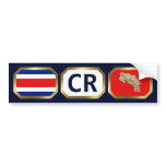 Costa Rica Flag Map Code Bumper Sticker bumper stickers