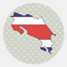 Costa Rica Flag Map full size Round Stickers