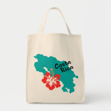 Costa Rica map with hibiscus Bag