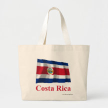 Costa Rica Waving Flag with Name Canvas Bags