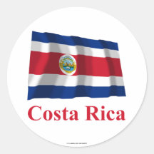 Costa Rica Waving Flag with Name Stickers