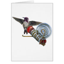 Costas Hummingbird at the Bird Feeder Greeting Cards
