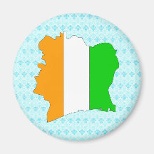 Cote Divoire Flag Map full size Refrigerator Magnets