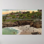 Cottages and Beach at La Jolla Print