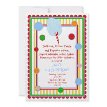 Cotton Candy Circus Carnival Birthday Invitation