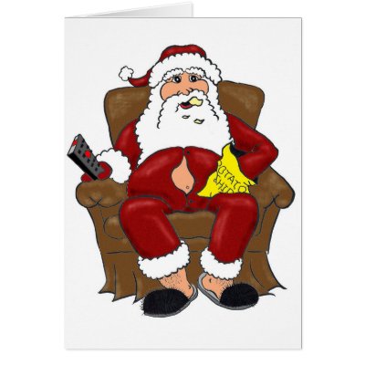 Couch Potato Santa Greeting Card by heatherartist