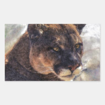 Cougar Mountain Lion Big Cat Art Design Rectangle Sticker