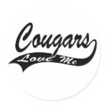 Cougars Love Me Round Sticker