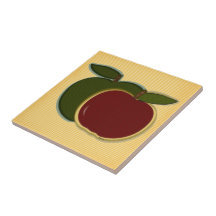Country Apples Tile (check background)