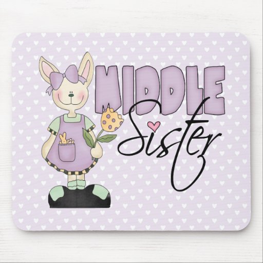 Country Bunny Middle Sister (violet) Mouse Pads