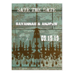 Country Chic Chocolate Mint Rustic  Save the Date Post Card