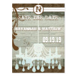 Country Chic Chocolate Mint Rustic  Save the Date Post Card