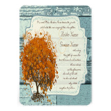 Country Chic Coral Tree Wedding Invitation
