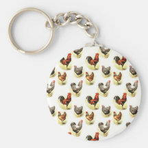 Country Chicken Pattern Key Chain