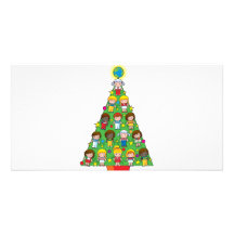 Country Children Christmas Tree Customized Photo Card