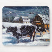 COUNTRY CHRISTMAS: COWS: ART: MOUSE PAD