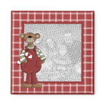 Country Christmas Plaid Teddy Bear Photo Magnet