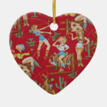 Country Christmas Retro Cowgirls Ornaments