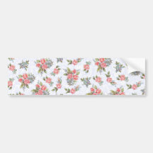 Country cottage roses pink floral pattern bumper sticker