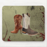 Country Cowboy Boots Western Wedding Favour Mouse Pads