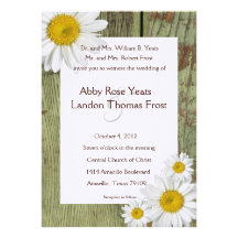 Country Daisy and Barn Wood Wedding Invitation