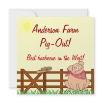 Country Farm Pig Barbecue Personalized Invitations