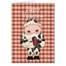 Country Fun Moo Cow Valentine's Day Card
