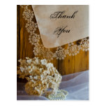 Country Lace Wedding Thank You Postcard