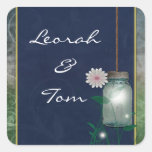 Country Mason Jar with flower envelope seals. Square Sticker