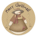 Country Nowel Snowgirl Christmas Sticker
