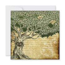 Country Oak Tree Vintage Wedding Invitations