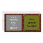 Country Plaid Decorative Gold Christmas Design photo cards