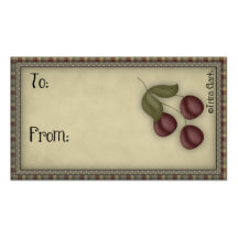 Country Prim Cherries Gift Tags Business Cards