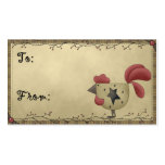 Country/Prim Rooster - Holiday Gift Tags business cards