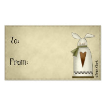 Country Primitive Bunny Design Gift Tags Business Cards
