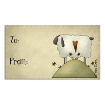 Country Primitive Sheep Design on a Hill Gift Tags Business Cards