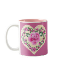 Country Rose Heart Mugs