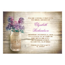 country rustic mason jar bridal shower invitations