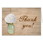Country Rustic Mason Jar Hydrangea Thank You Note Card
