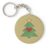 Country Scrapbook Style Christmas Tree Keychain