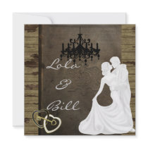 COUNTRY Silhouette Wedding  Invitation WITH ANTIQU