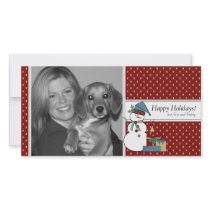 Country Snowman Photo Card {red}