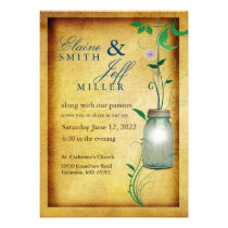 Country Style Mason Jar with flair invitations