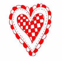 Country Style Red heart frilly edges design