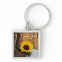 Country Sunflower Wedding Keychain